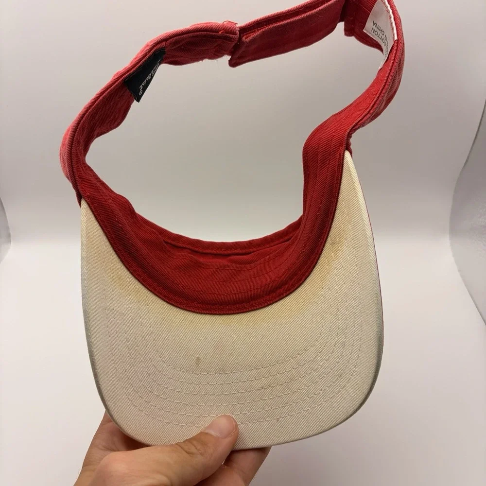Titleist Golf Visor Red White Embroidered Logo Adjustable Strap 100% Cotton